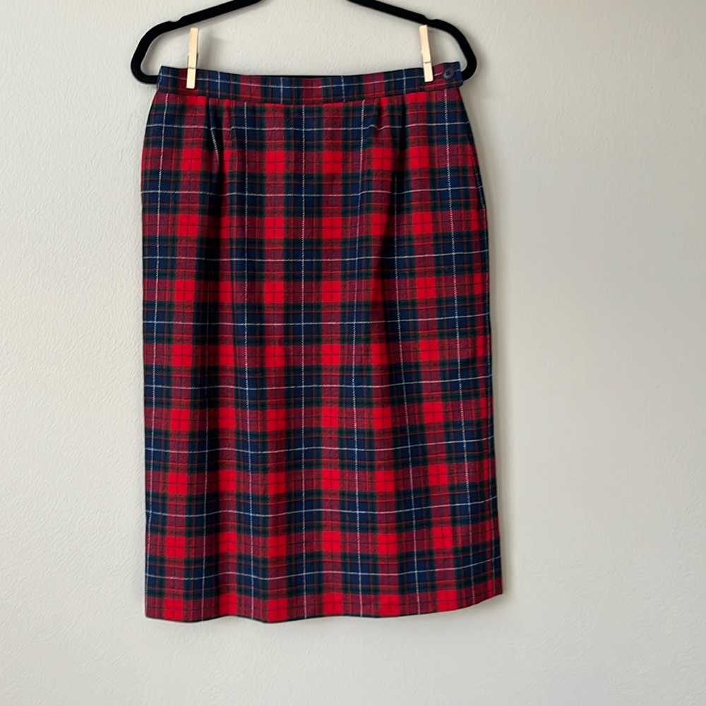 VTG Pendleton 100%‎ Virgin Wool Red Plaid Skirt / SZ 12